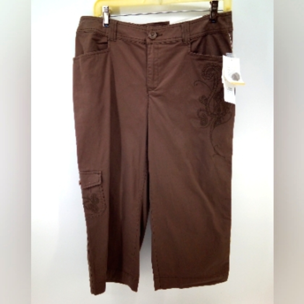 NWT Croft & Barrow Secretly Slimming Natural Fit Stretch 10 Brown Cargo Pants